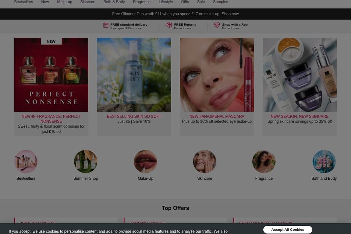 Avon Cosmetics UK homepage