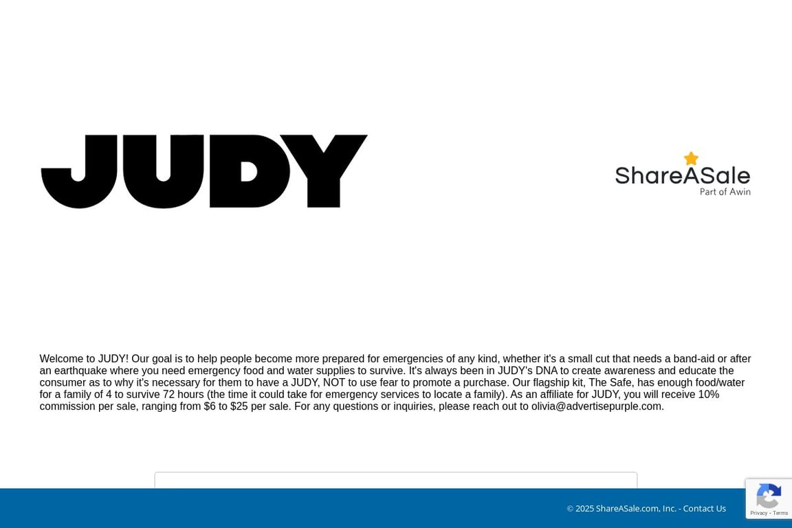 Judy affiliate program signup page