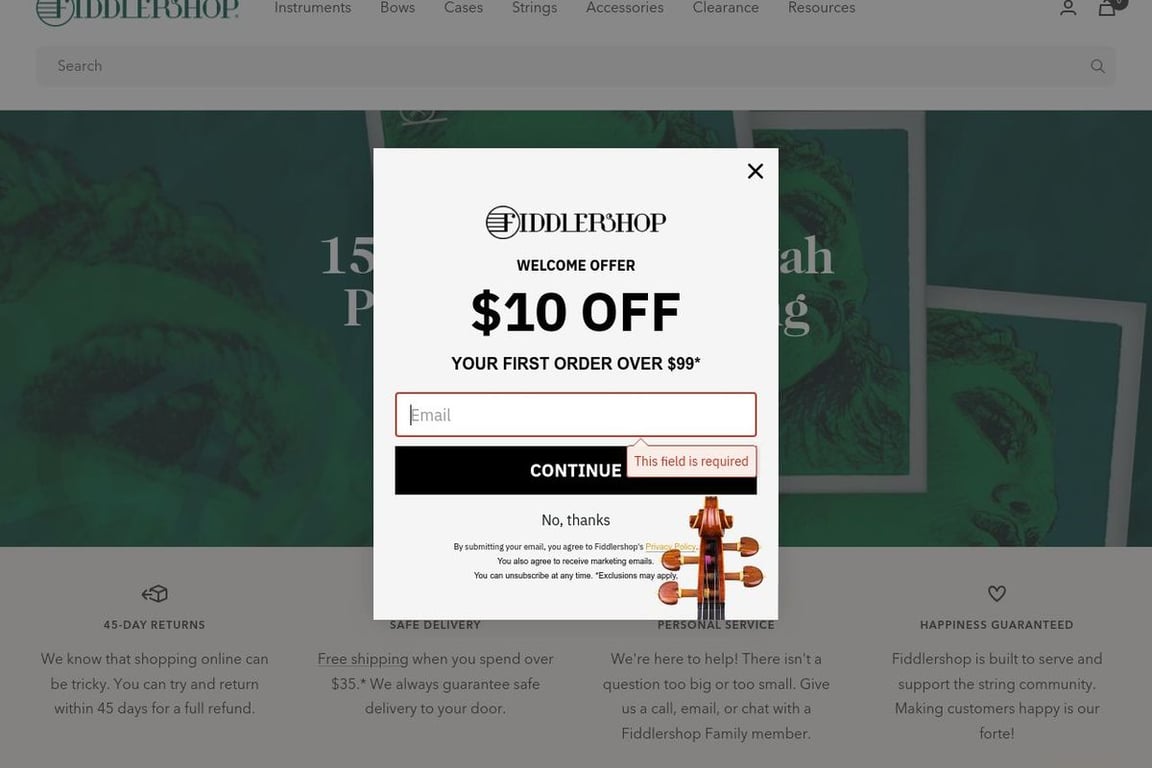 Fiddlershop homepage