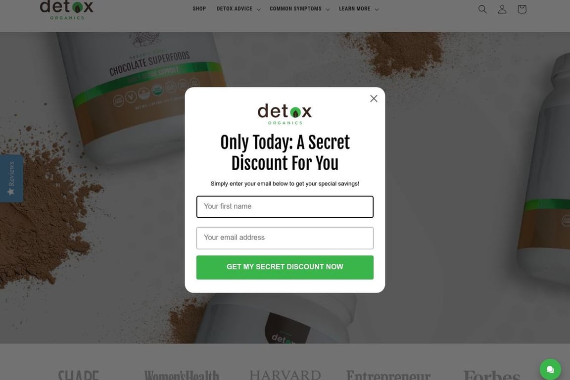 Detox Organics homepage