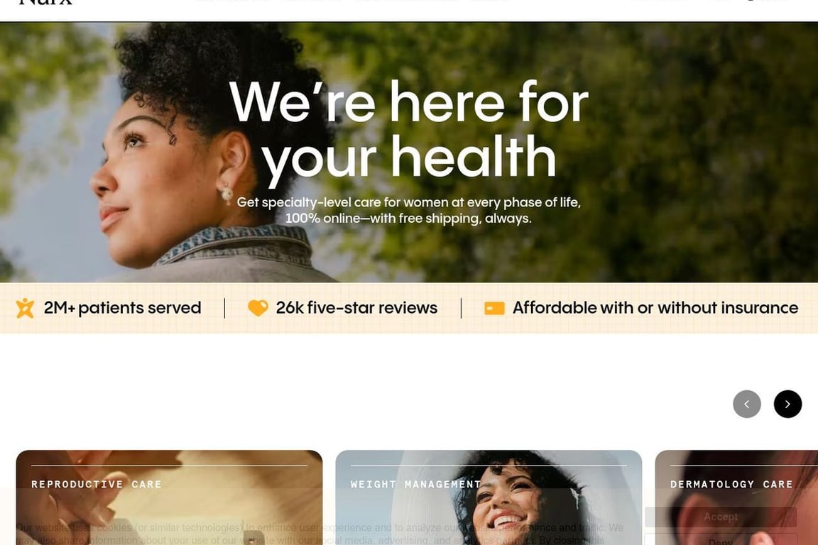 Nurx homepage