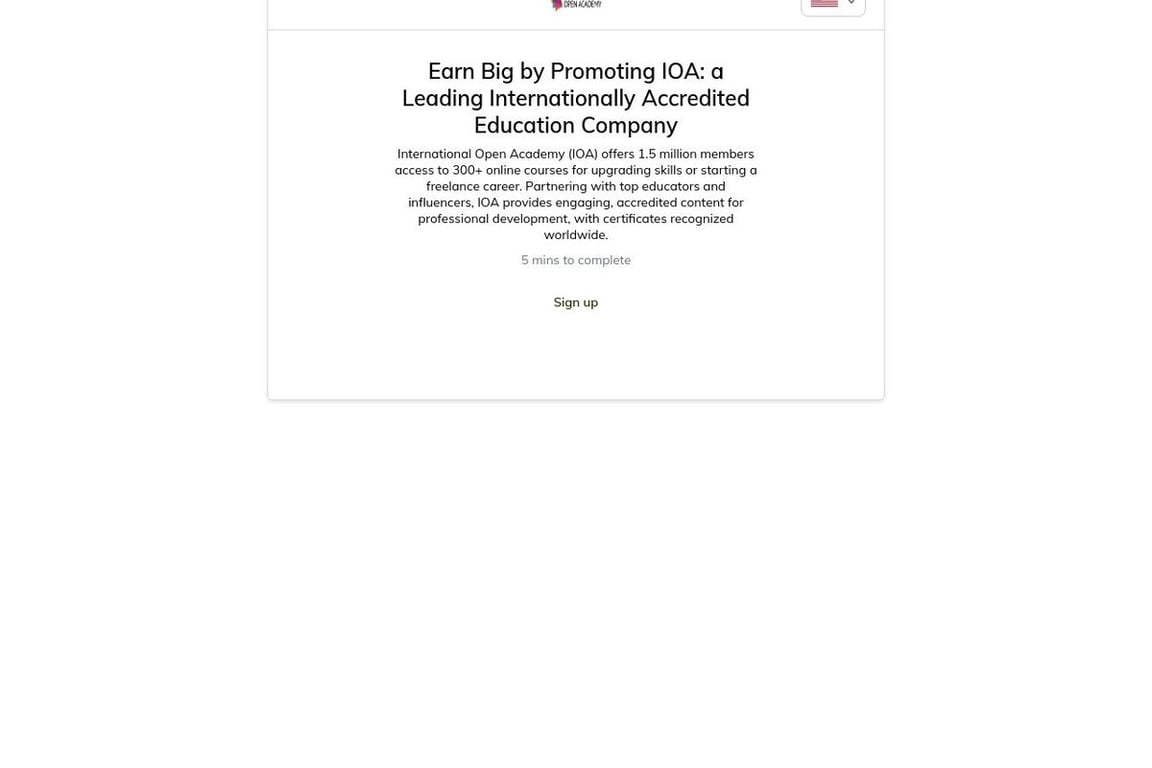 International Open Academy affiliate program signup page