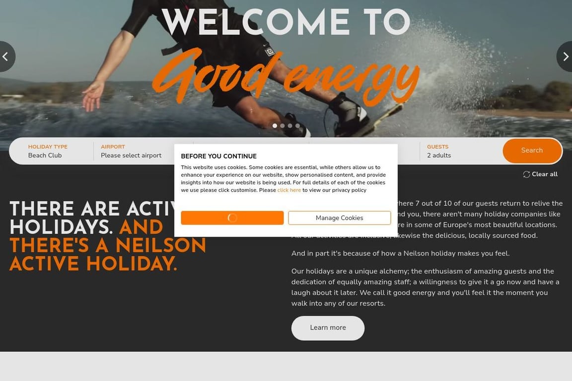 Neilson Holidays homepage