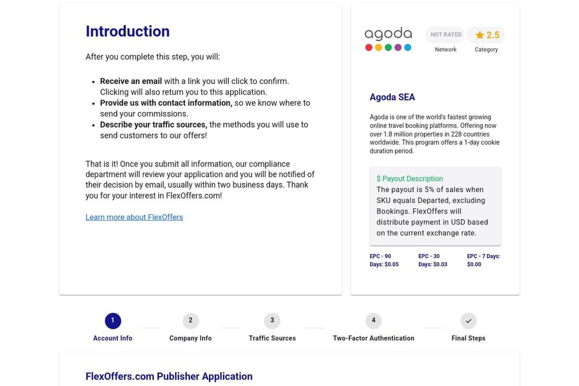 Agoda affiliate program signup page