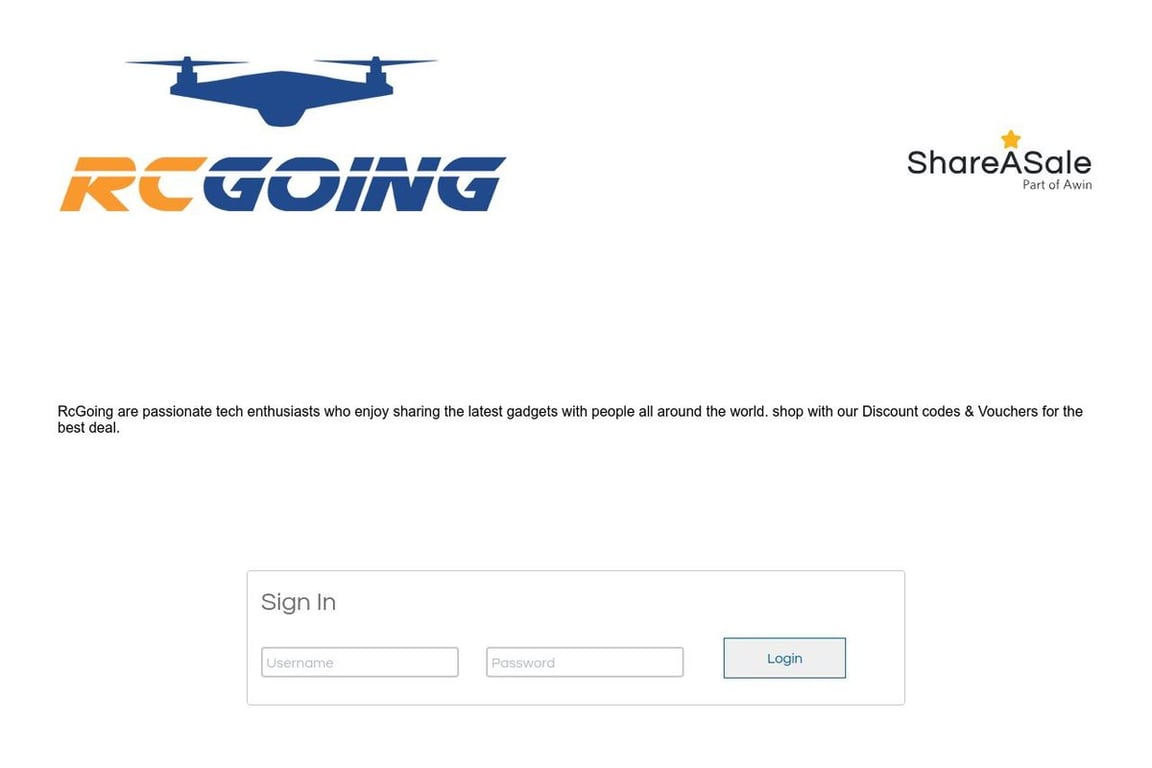 RCGoing affiliate program signup page