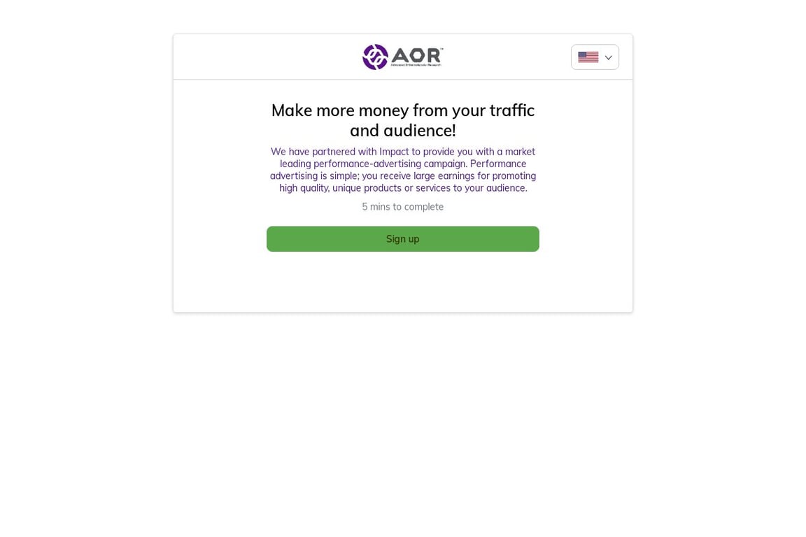 Advanced Orthomolecular Research US affiliate program signup page