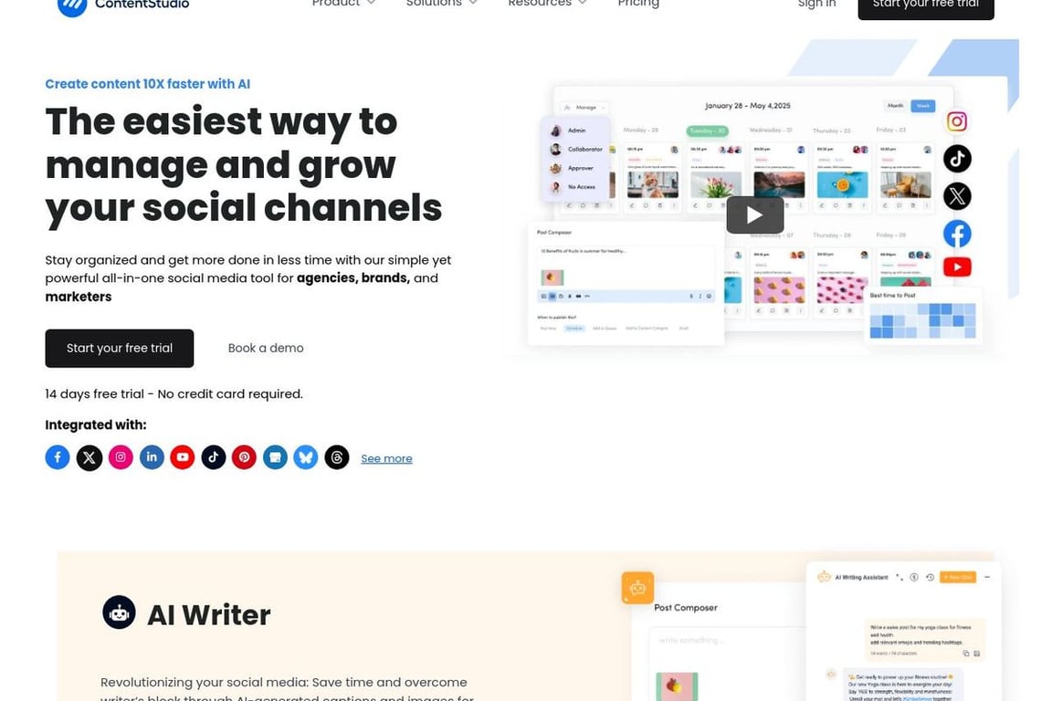 ContentStudio homepage