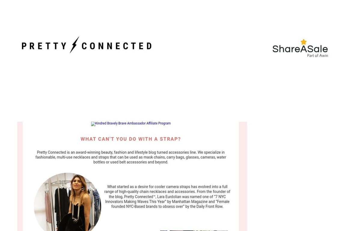 Pretty Connected affiliate program signup page