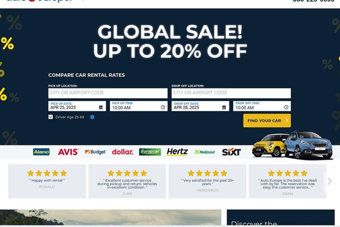 Auto Europe homepage