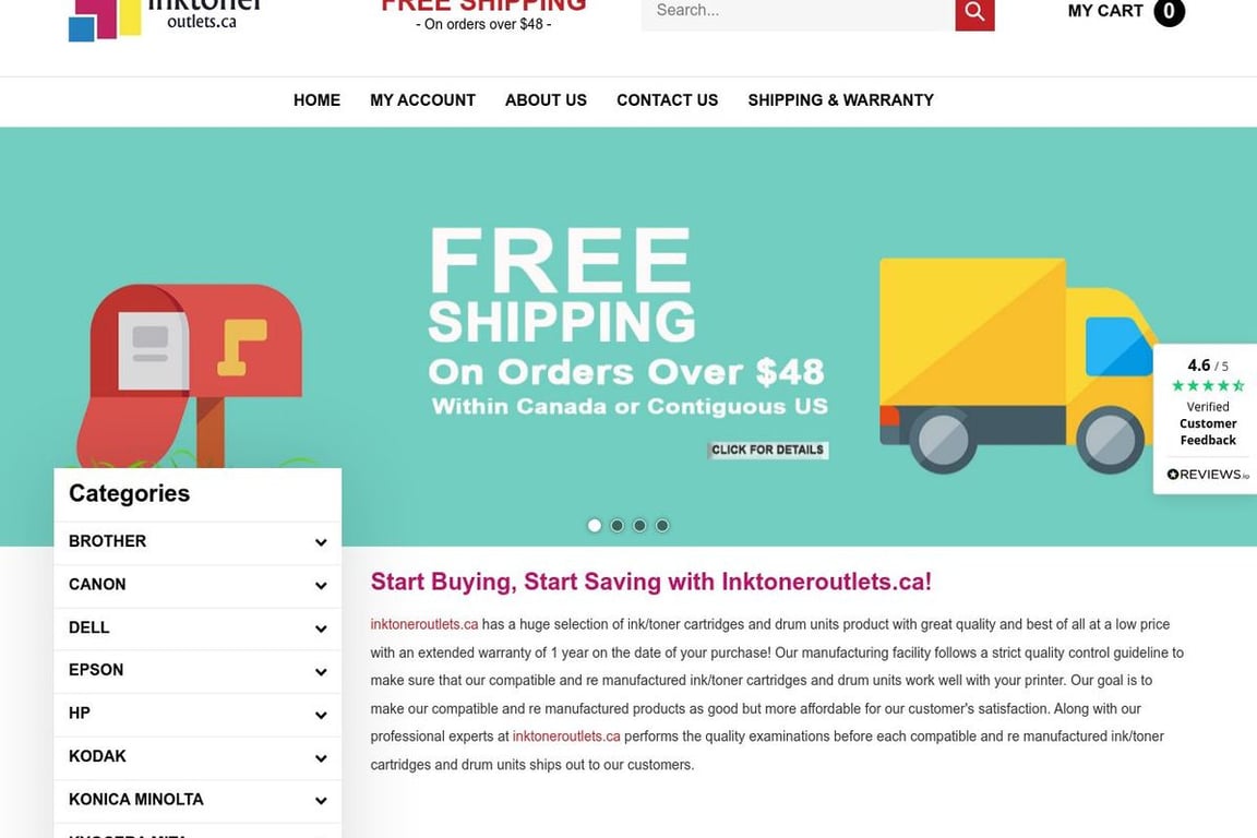 Inktoneroutlets homepage