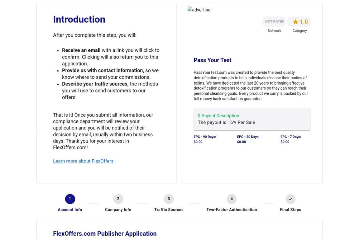 Pass Your Test affiliate program signup page