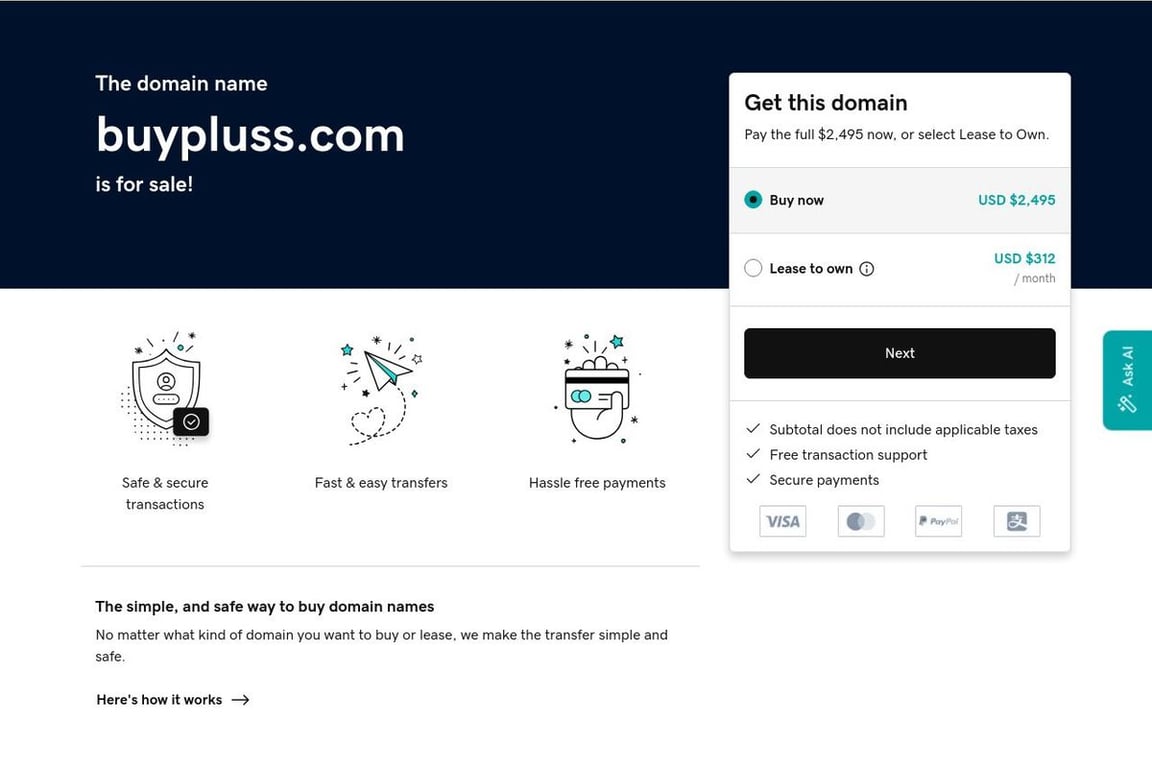 Buy Pluss homepage