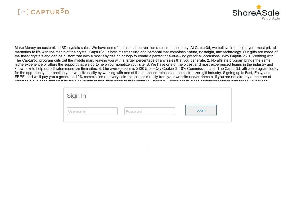 The 3D Gift affiliate program signup page
