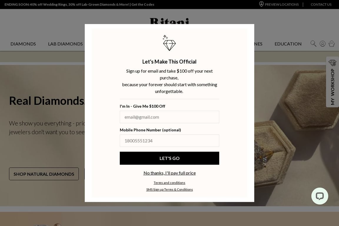 Ritani homepage