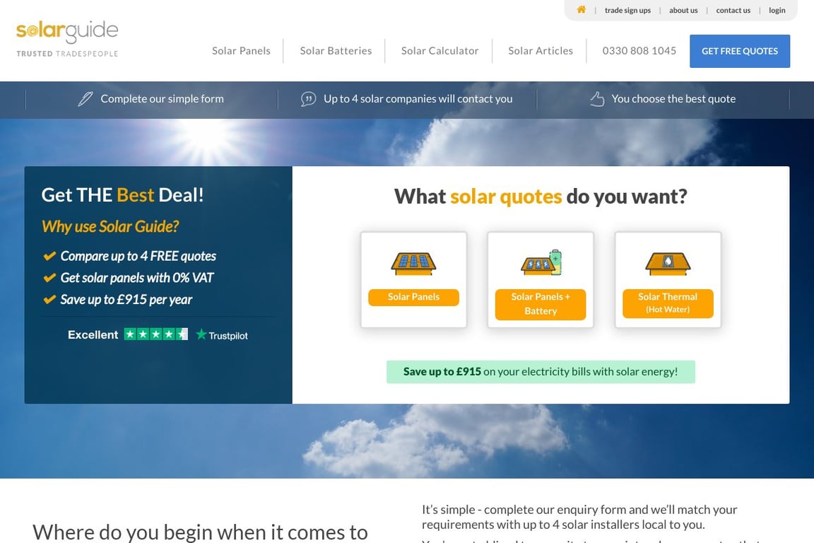 Solar Guide UK affiliate program signup page