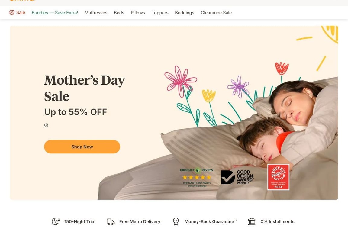 Emma Sleep homepage