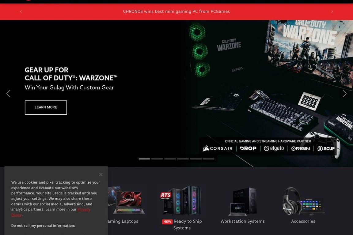 ORIGIN PC homepage