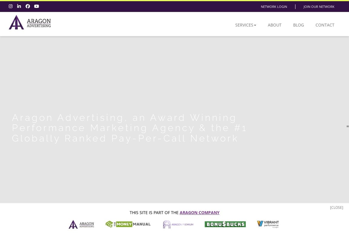 Aragon Advertising homepage