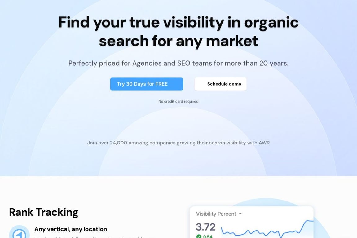 Advanced Web Ranking affiliate program signup page