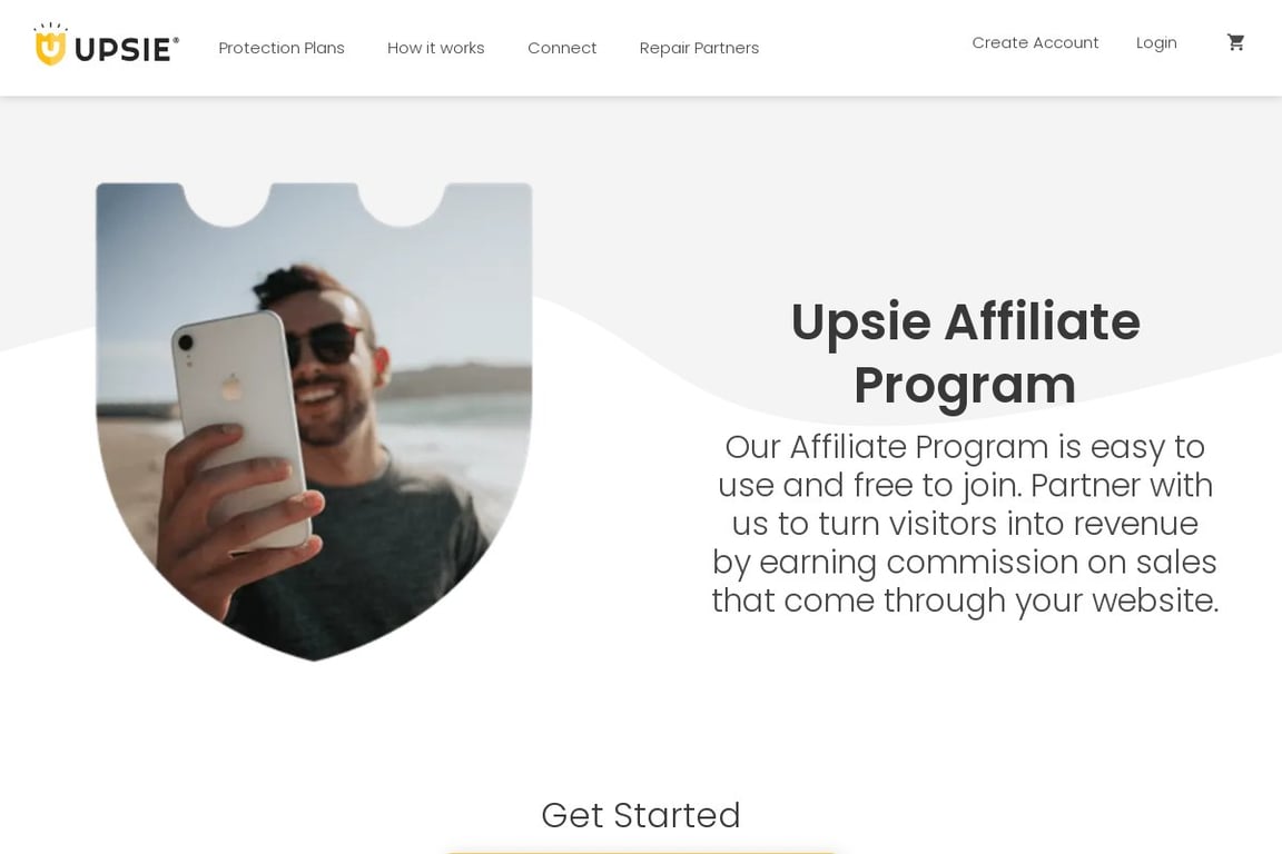 Upsie affiliate program signup page