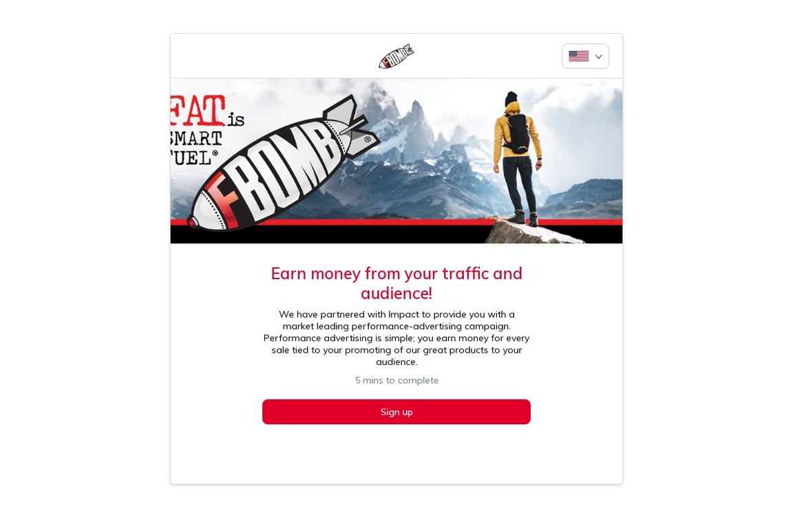 FBOMB affiliate program signup page