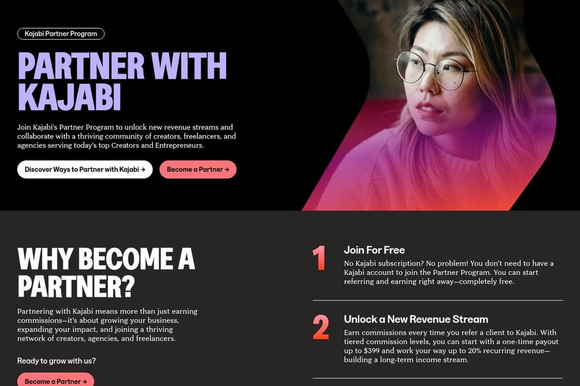 Kajabi affiliate program signup page