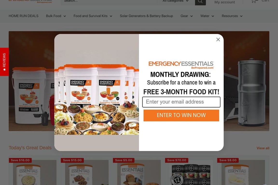 Emergency Essentials homepage