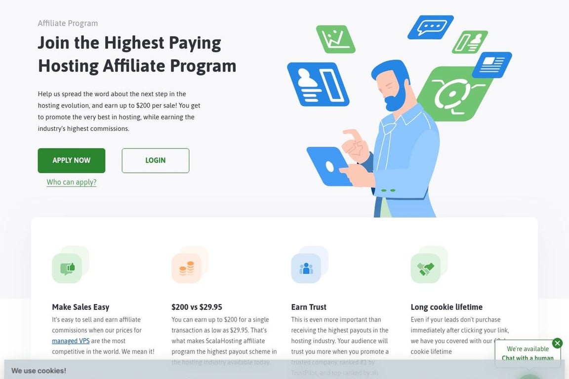 Scala Hosting affiliate program signup page