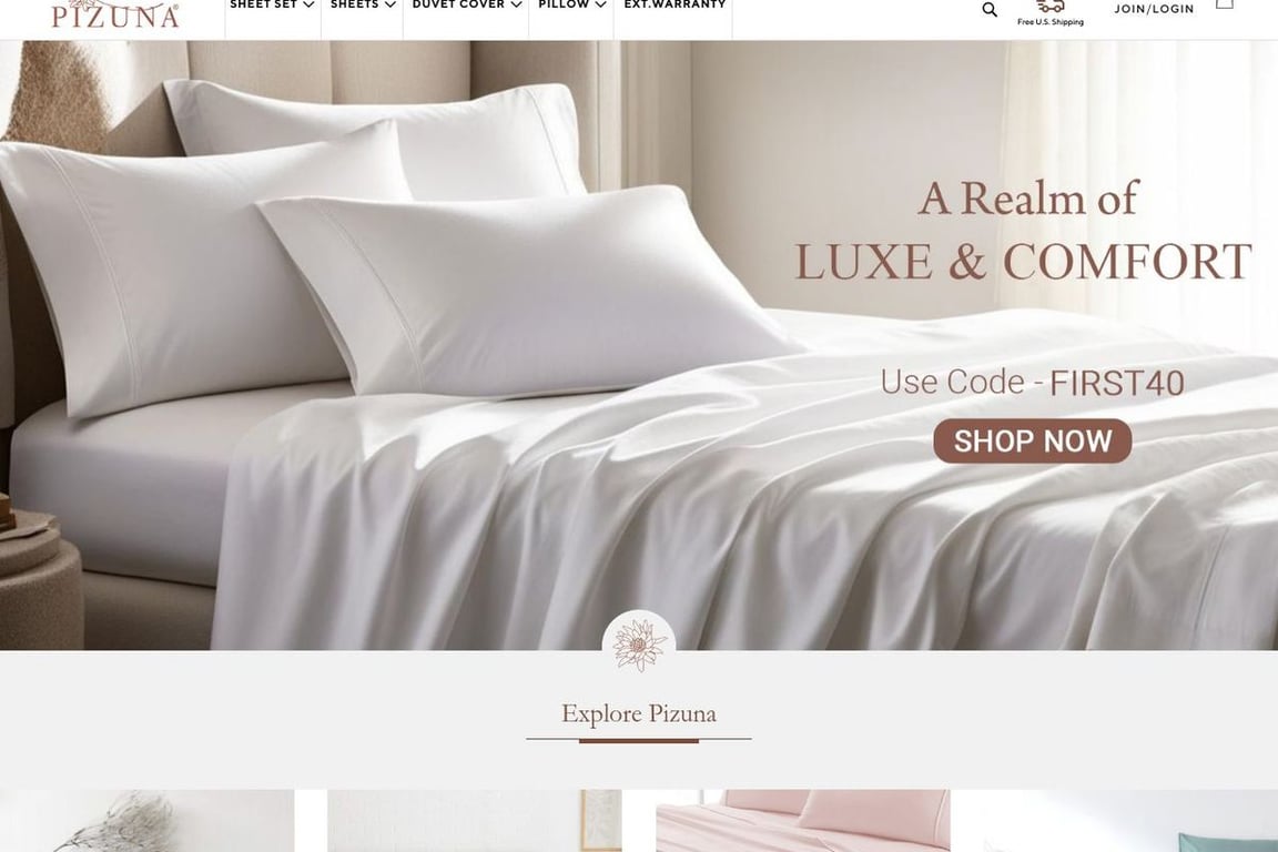 Pizuna Linens homepage