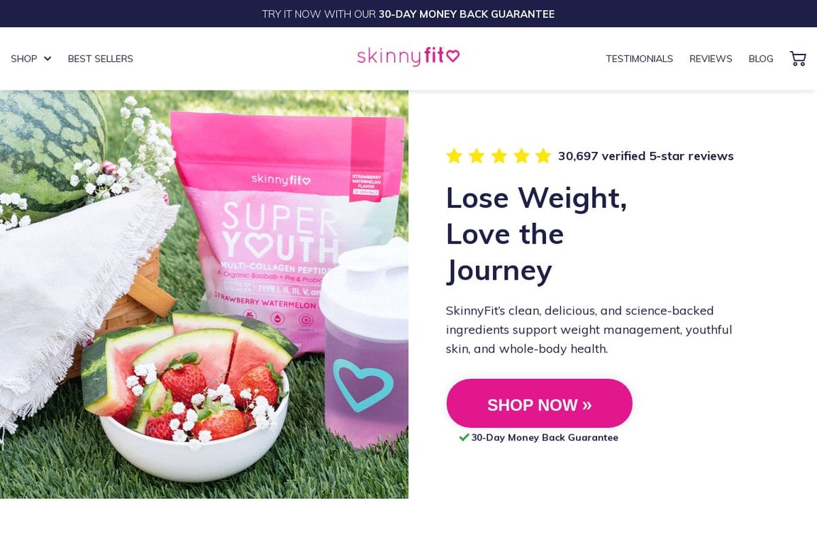 SkinnyFit homepage