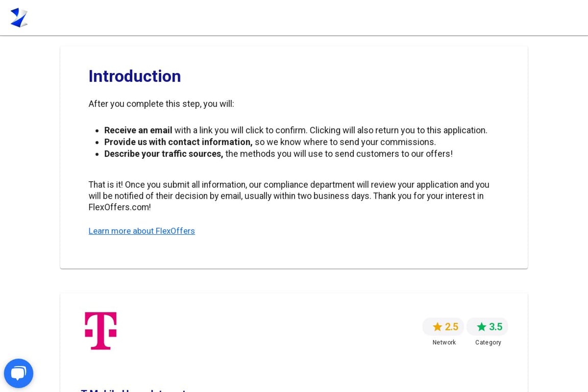 T-Mobile Home Internet affiliate program signup page
