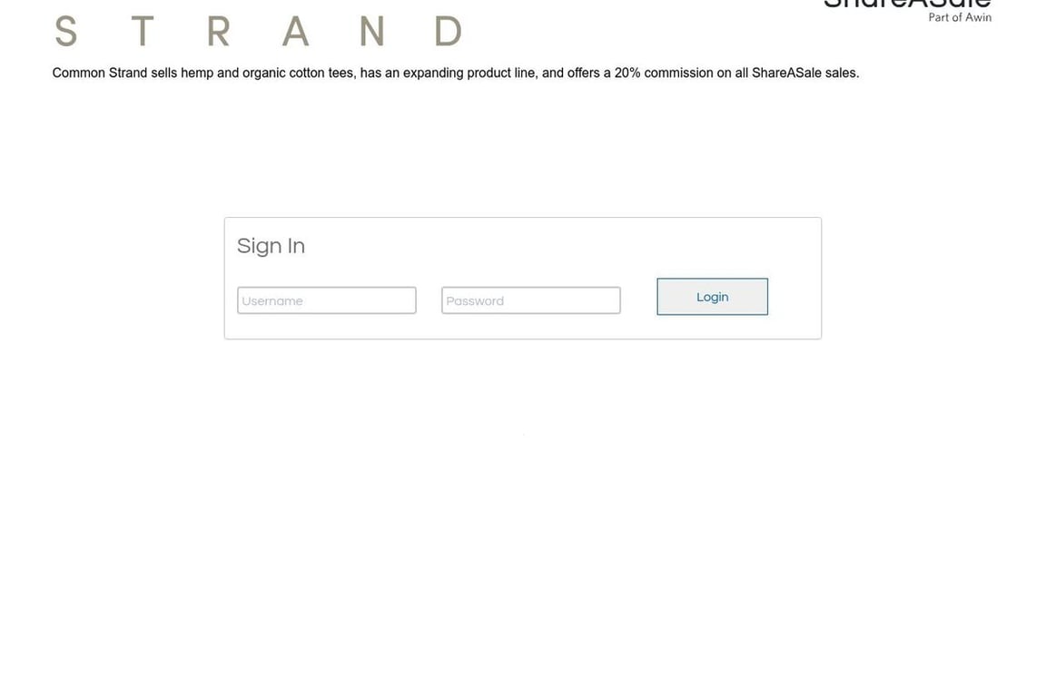 Common Strand affiliate program signup page