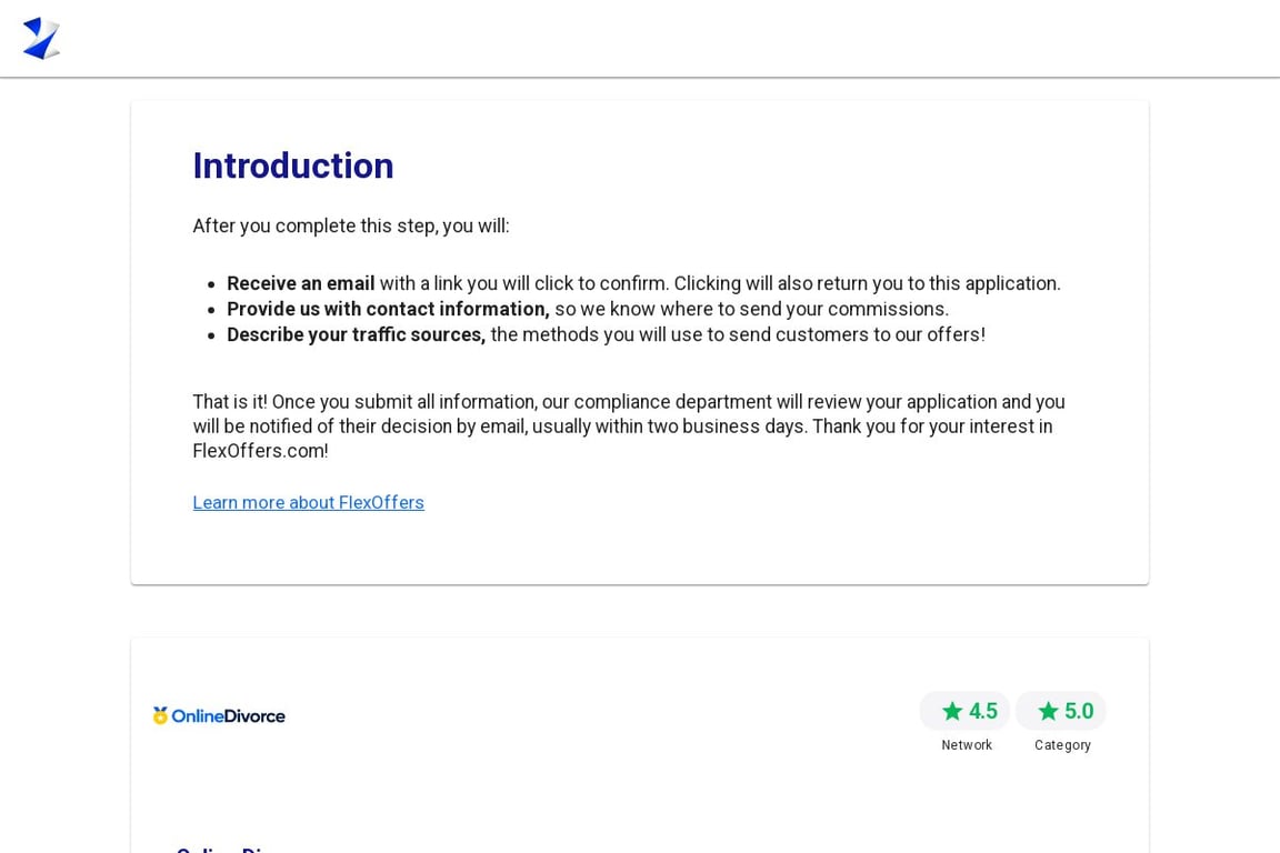 Online Divorce affiliate program signup page