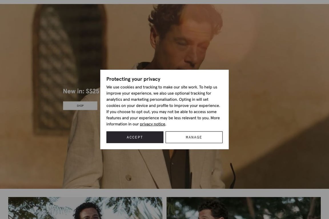 Moss Bros Retail homepage