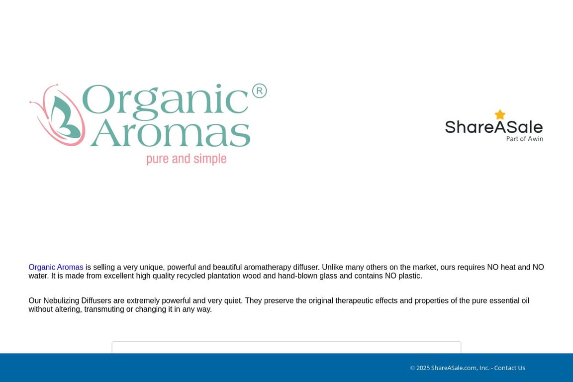 Organic Aromas affiliate program signup page