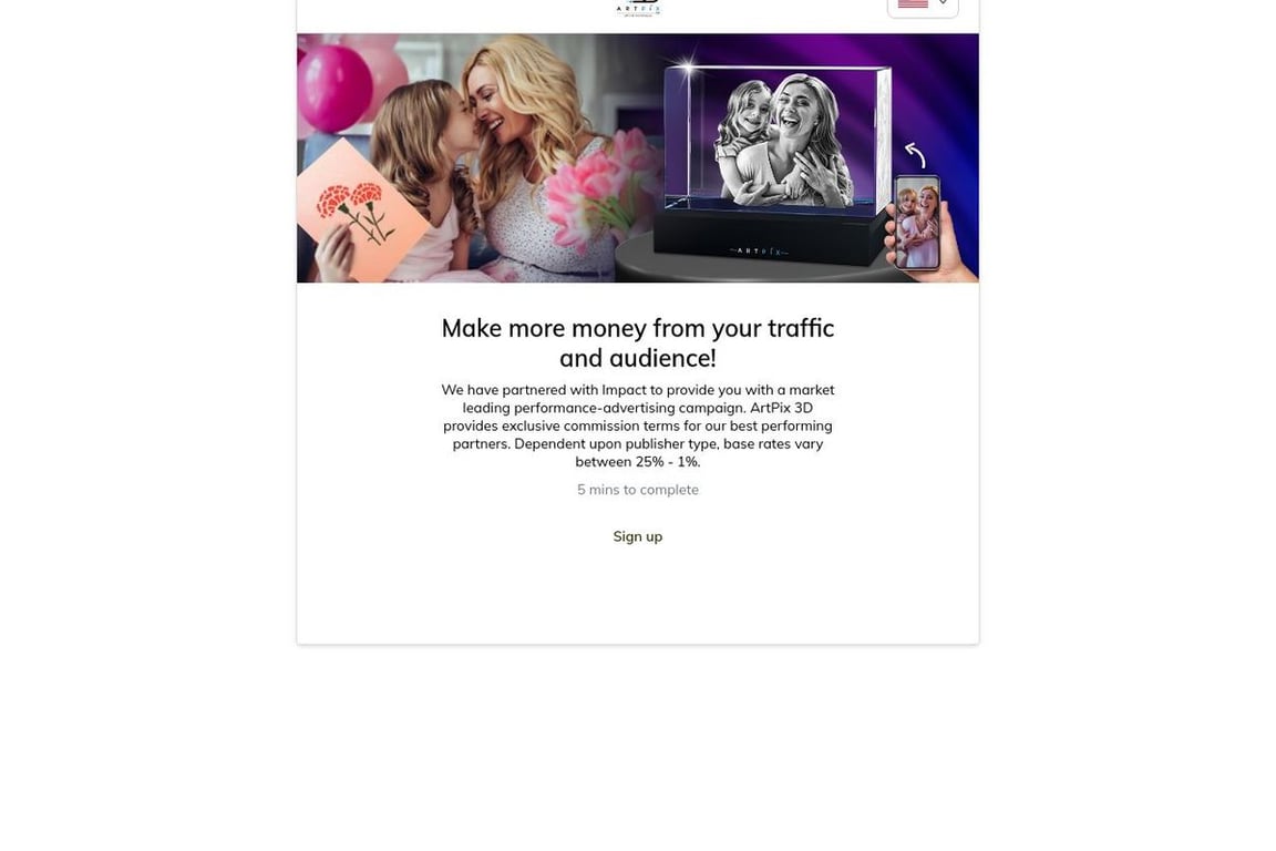 ArtPix 3D affiliate program signup page