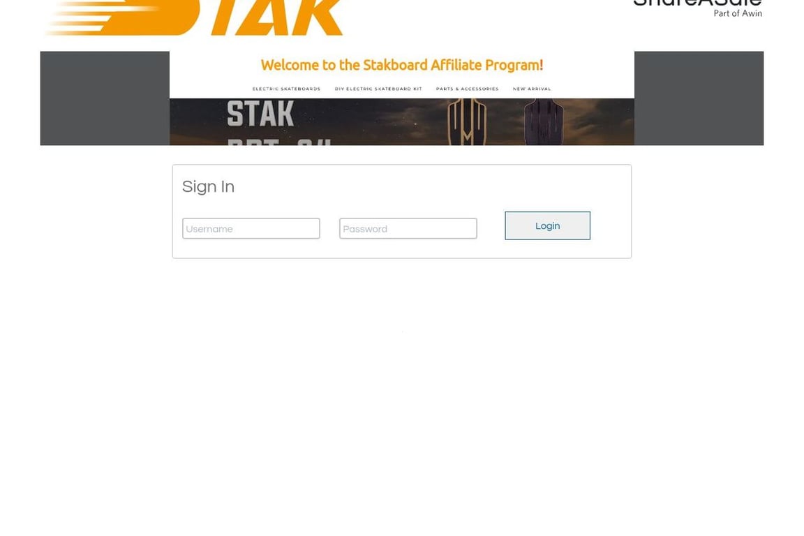 Stakboard.com affiliate program signup page