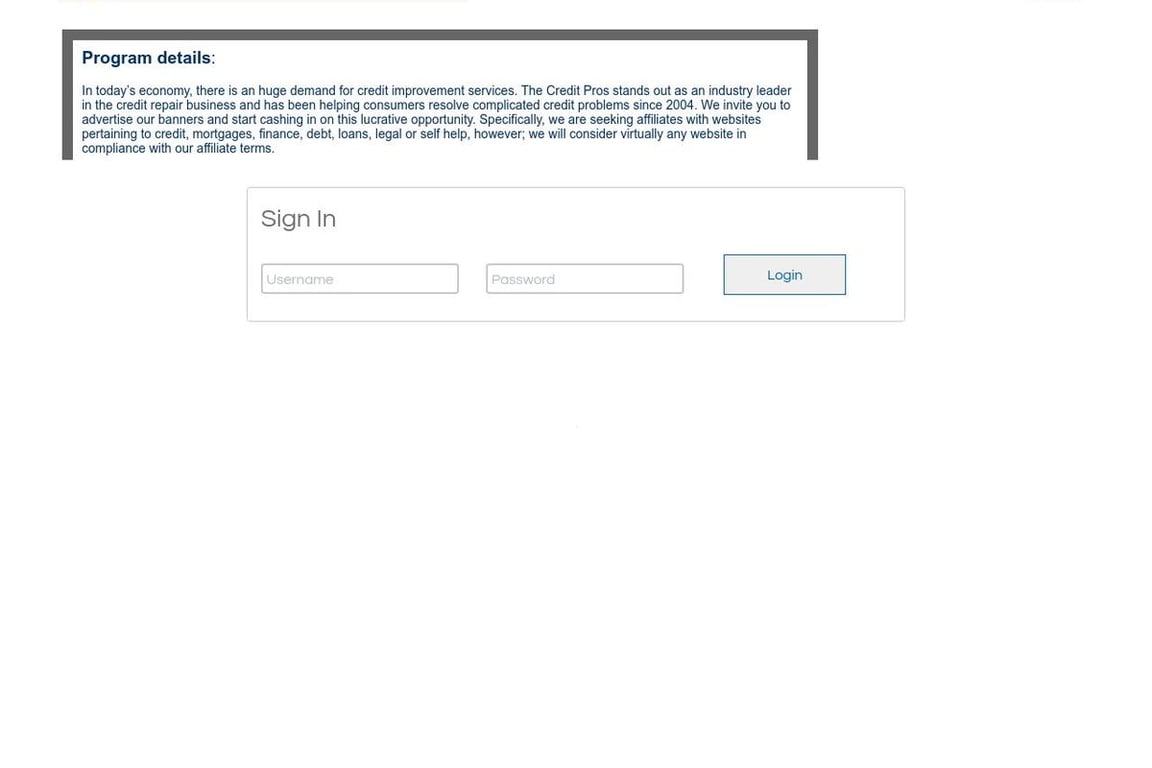 Credit Assistance Network affiliate program signup page