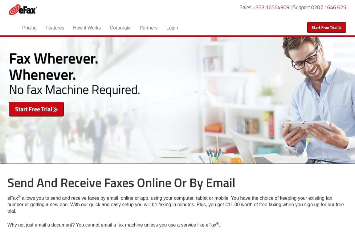 EFax homepage