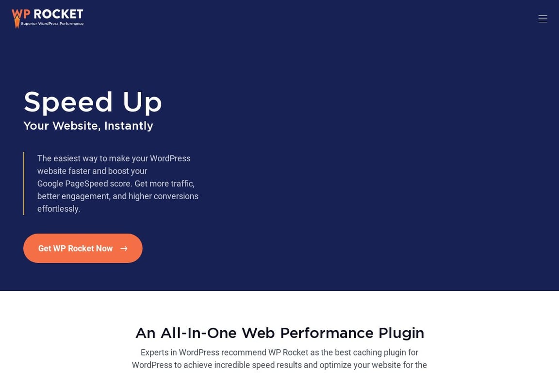 WP Rocket homepage