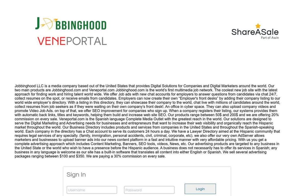 Jobbinghood affiliate program signup page