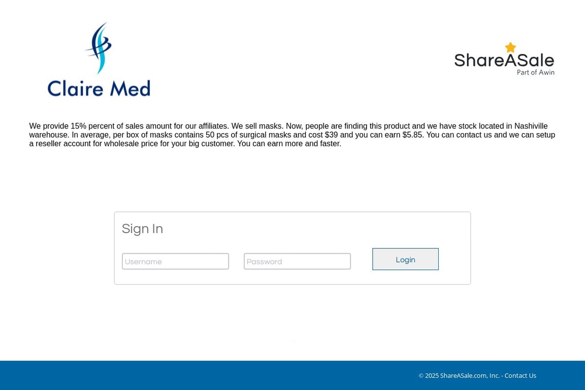 Claire Med affiliate program signup page