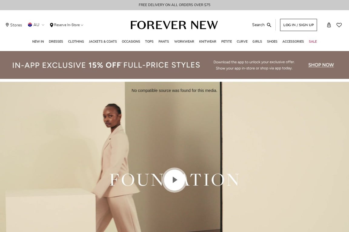 Forever New Clothing homepage