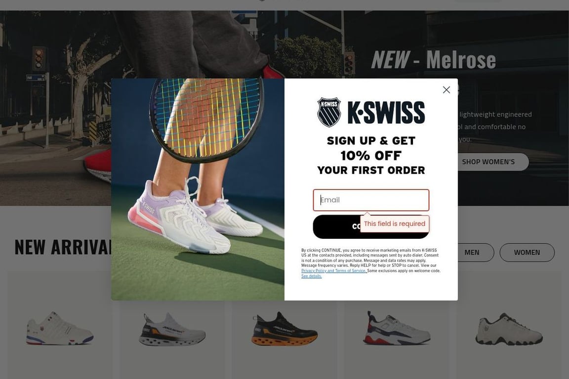 K-Swiss homepage