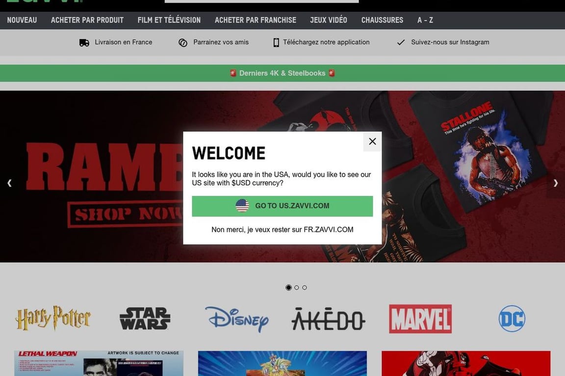 Zavvi FR homepage
