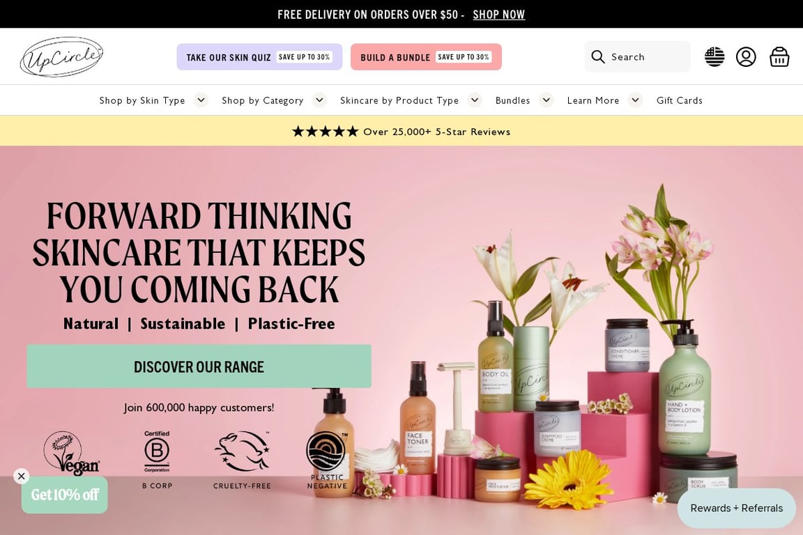 UpCircle Beauty homepage