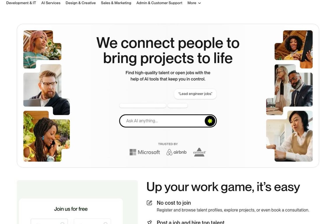 Upwork homepage