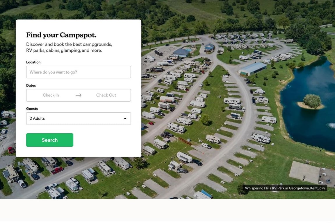 Campspot homepage