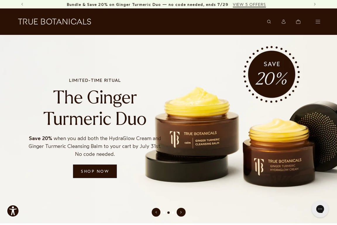 True Botanicals homepage