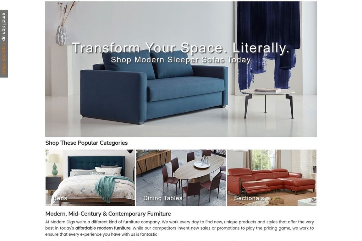 Modern Digs homepage